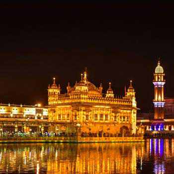 Golden Temple (Harmandir Sahib) illuminated at night, Amritsar