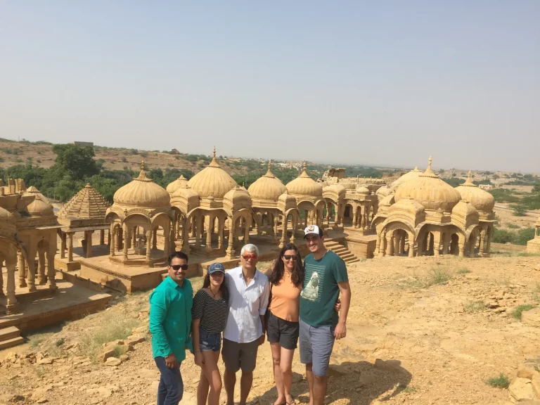 Travellers at the royal cenotaphs, Rajasthan