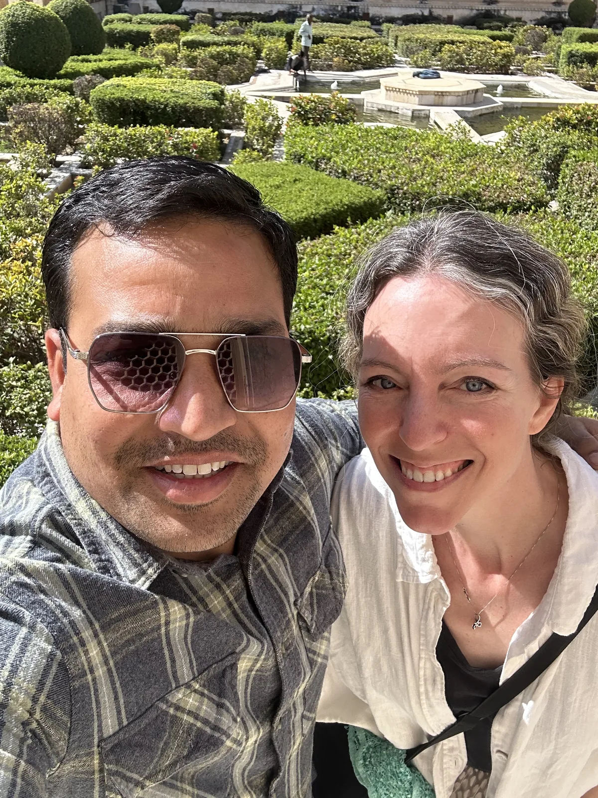 Traveller with their English-speaking guide