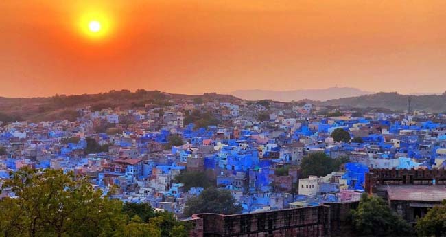Blue city of Jodhpur, Rajasthan at sunset